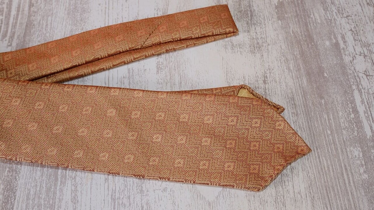 TIE YOUR TIE×西陣岡本 セッテピエゲ 菱つなぎ紋様 O 白茶 / Diamond