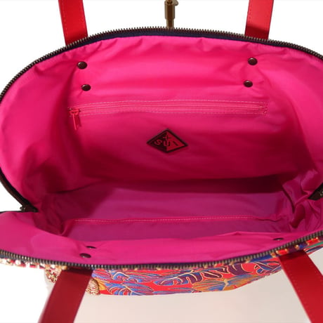 SUI Plus Bags　ラウンドトートバッグ　No.8　モンステラ紋様　一点物