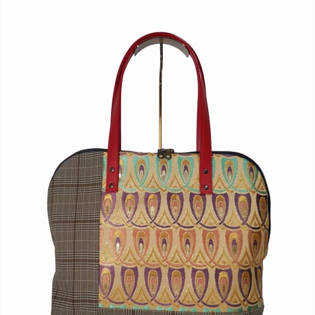SUI Plus Bags　ラウンドトートバッグ　No.3　羽かさね紋様　一点物