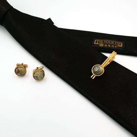 〈尊 MICOTO〉 カフスボタン　正倉院紋様　白茶青