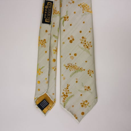 TIE YOUR TIE×西陣岡本　セッテピエゲ　ミモザ紋様 E 白茶黄金 / Mimosa E