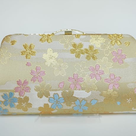 【セール最終日・新品】 和装　クラッチバッグ　西陣織　本金　正絹　花兎金襴　兎 全正絹 西陣織 金襴 雪輪紋様 クラッチバッグE | 西陣岡本