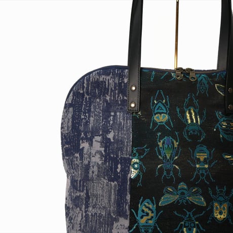 SUI Plus Bags　ラウンドトートバッグ　No.17　虫紋様黒漆　一点物