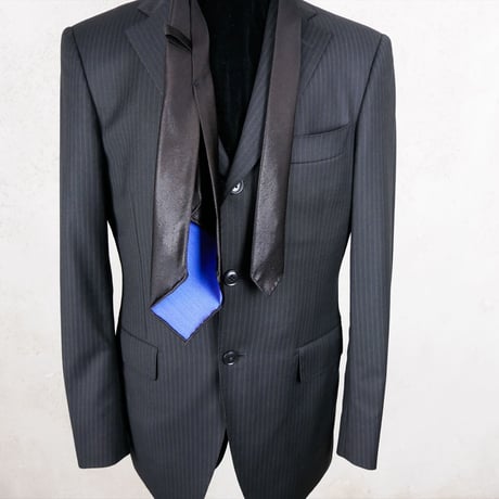 TIE YOUR TIE×西陣岡本　セッテピエゲ　 Solid J 黒艶箔青