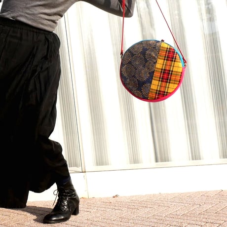 SUI Plus Bags　まんまるバッグ　No.14　モンステラ紋様　一点物