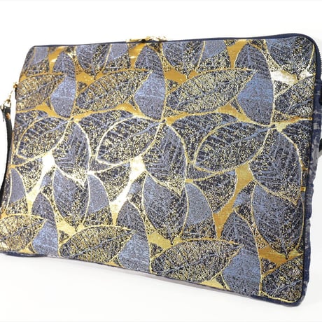 SUI Plus Bags　しかくバッグ（13インチPCバッグ）　No.17　葉脈紋様　一点物