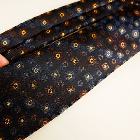 TIE YOUR TIE×西陣岡本　セッテピエゲ　正倉院紋様 黒漆 D 濃紺 / Shosoin Black lacquer D