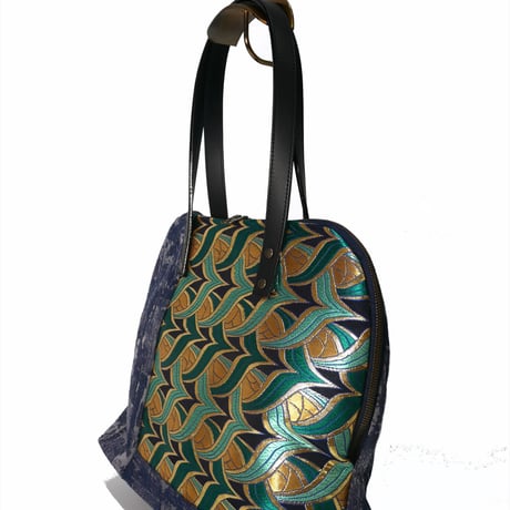 SUI Plus Bags　ラウンドトートバッグ　No.24　つばめ矢紋様　一点物