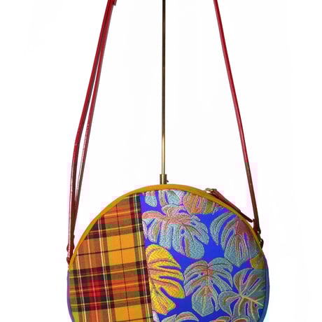 SUI Plus Bags　まんまるバッグ　No.14　モンステラ紋様　一点物