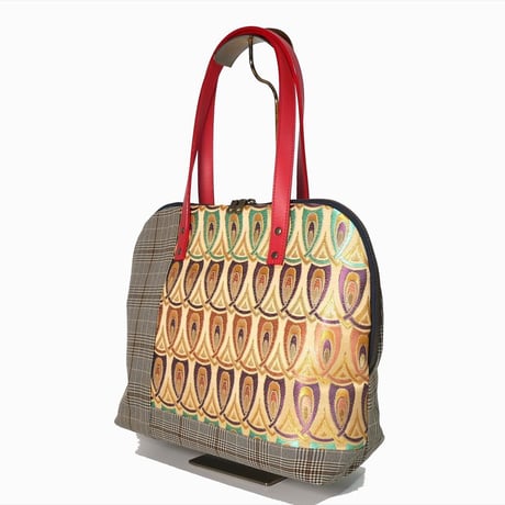 SUI Plus Bags　ラウンドトートバッグ　No.3　羽かさね紋様　一点物