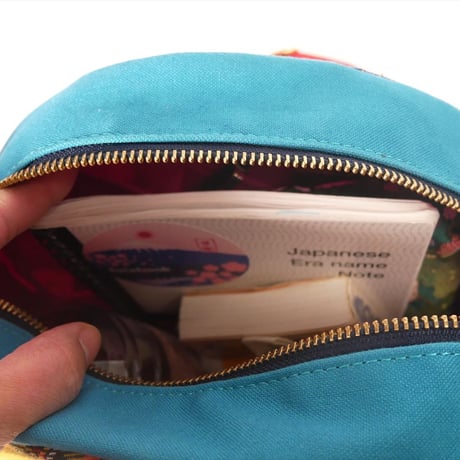 SUI Plus Bags　まんまるバッグ　No.14　モンステラ紋様　一点物