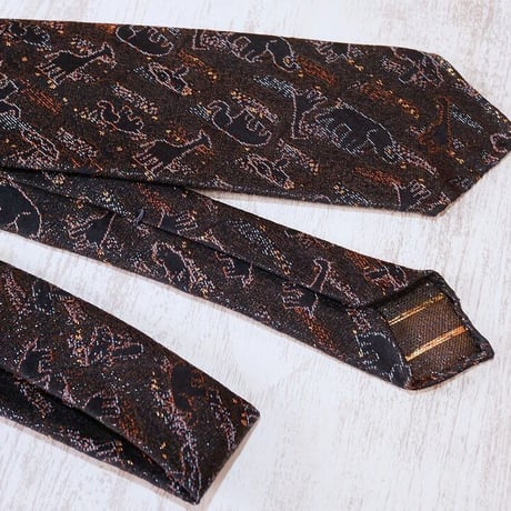 TIE YOUR TIE×西陣岡本　セッテピエゲ　アフリカ紋様黒漆　B　濃紺 / Africa Black lacquer B