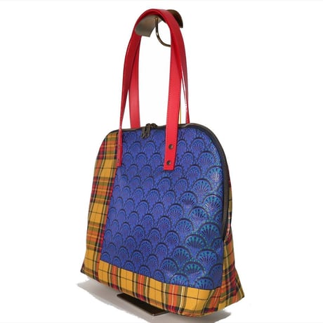 SUI Plus Bags　ラウンドトートバッグ　No.21　青海波唐花紋様　一点物