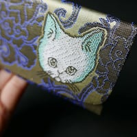 西陣織　nya! にっこりちゃん　白茶色ベース　名刺入れ