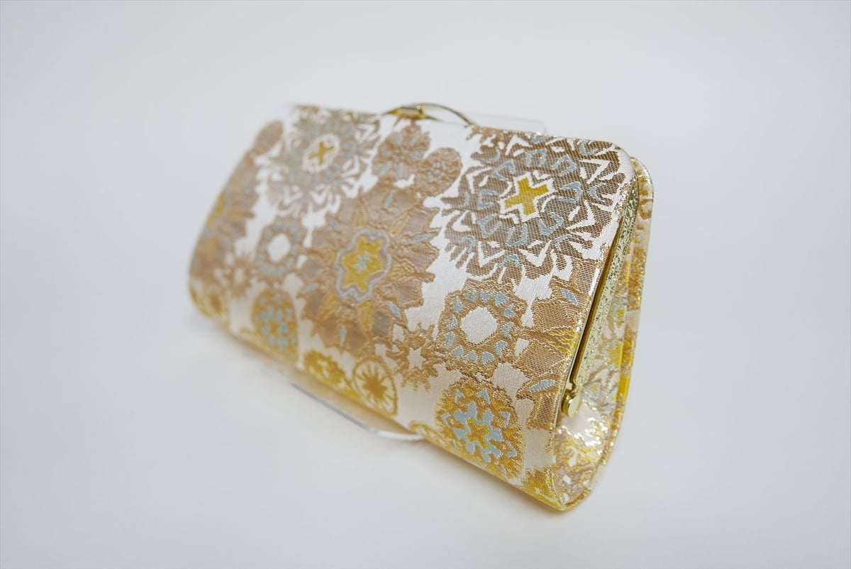 全正絹 西陣織 金襴 雪輪紋様 クラッチバッグE | 西陣岡本 全正絹 西陣織 金襴 雪輪紋様 クラッチバッグE | 西陣岡本