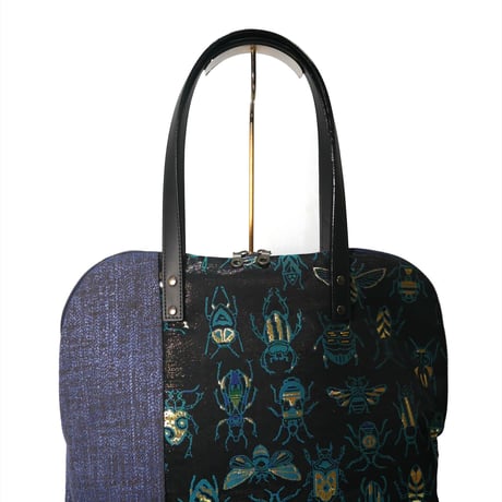 SUI Plus Bags　ラウンドトートバッグ　No.12　虫紋様黒漆　一点物