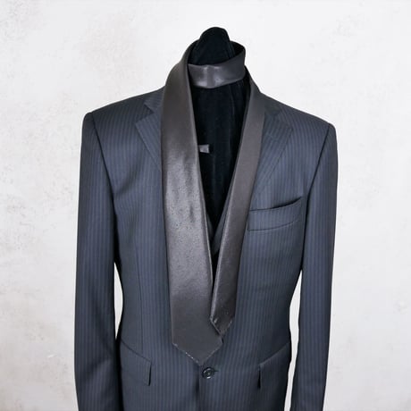 TIE YOUR TIE×西陣岡本　セッテピエゲ　 Solid J 黒艶箔青