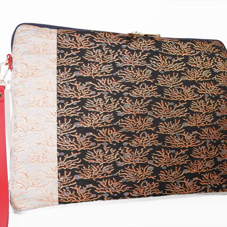 SUI Plus Bags　しかくバッグ（13インチPCバッグ）　No.18　珊瑚紋様　一点物