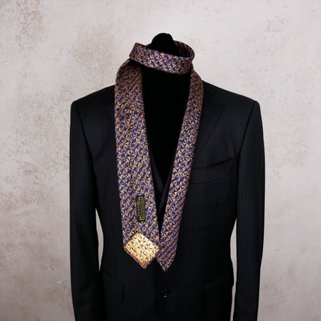 TIE YOUR TIE×西陣岡本　セッテピエゲ　 麻の葉紋様 A 濃紺桃 / Hemp leaf A