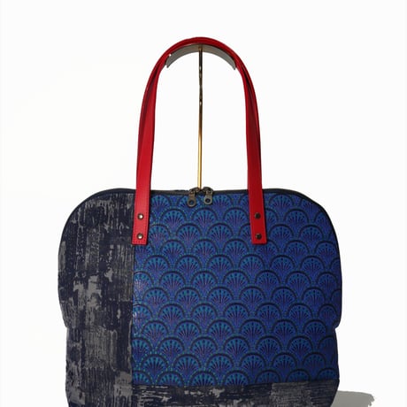SUI Plus Bags　ラウンドトートバッグ　No.23　青海波唐花紋様　一点物