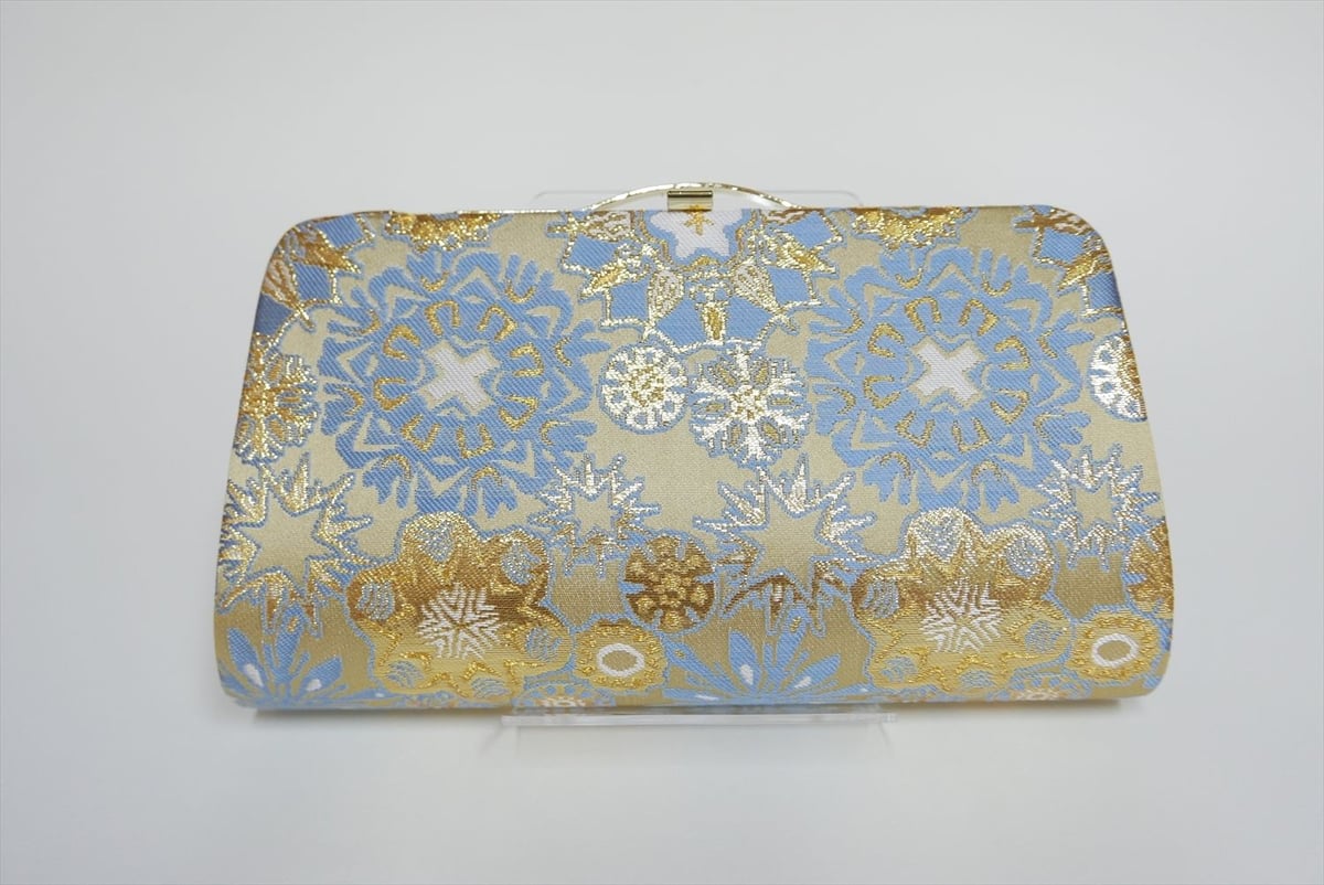 全正絹 西陣織 金襴 雪輪紋様 クラッチバッグA | 西陣岡本