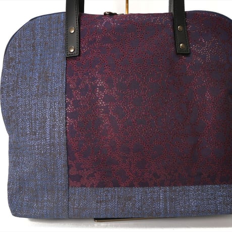 SUI Plus Bags　ラウンドトートバッグ　No.13　CELL紋様　紺地　一点物
