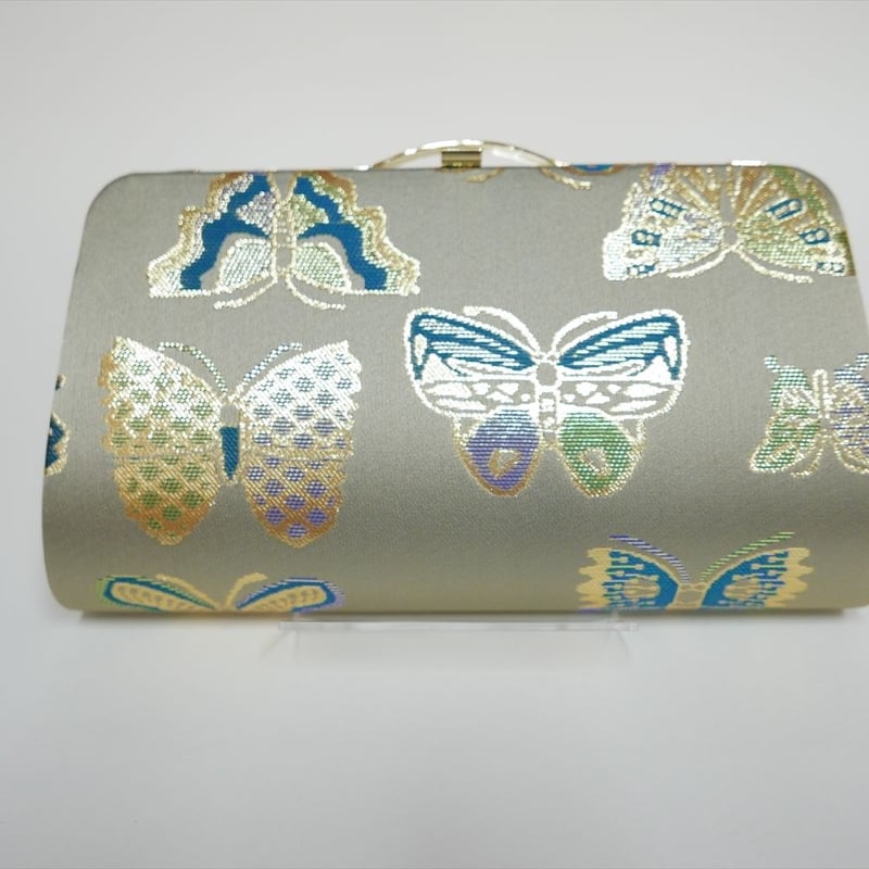 全正絹 西陣織 金襴 Butterfly 蝶紋様 クラッチバッグB | 西陣岡本