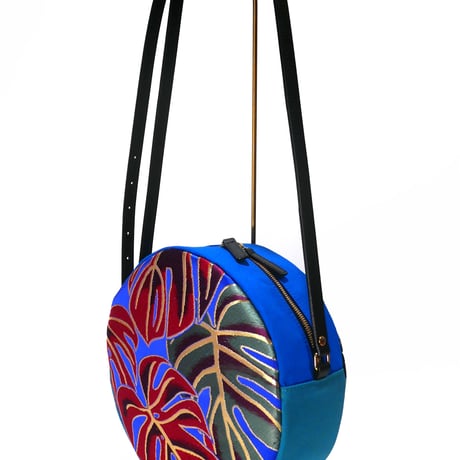 SUI Plus Bags　まんまるバッグ　No.30　モンステラ紋様　一点物