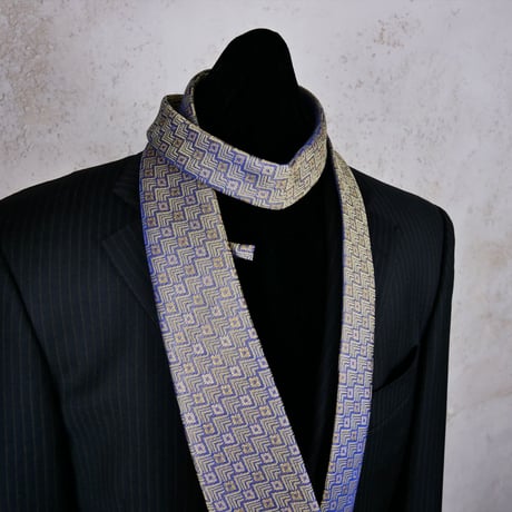 TIE YOUR TIE×西陣岡本　セッテピエゲ　菱つなぎ紋様 L 白茶青 / Diamond shape Connect L