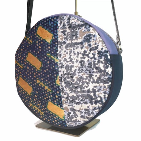SUI Plus Bags　まんまるバッグ　No.7　ネオン紋様青　一点物
