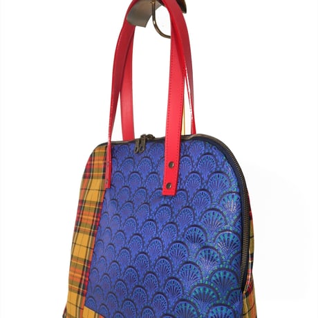 SUI Plus Bags　ラウンドトートバッグ　No.21　青海波唐花紋様　一点物