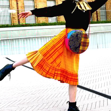 SUI Plus Bags　まんまるバッグ　No.14　モンステラ紋様　一点物