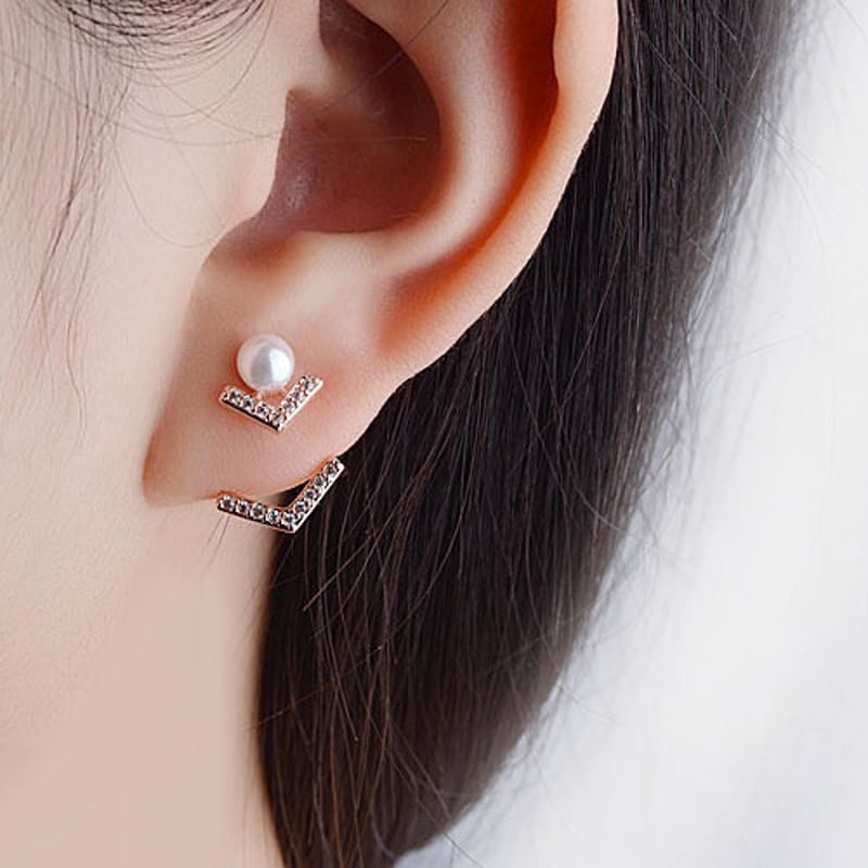 パール付きスタッドピアス ROQUE（ロキ） (2個SET)ピアス 淡水パール スタッドピアス