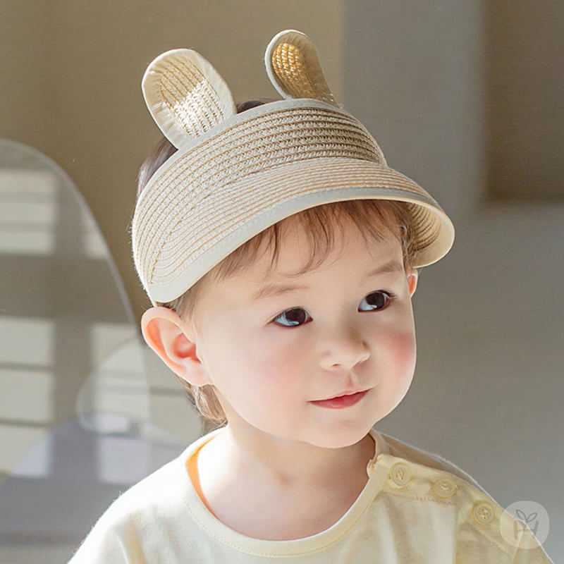 麦わら帽子 サンバイザー ウサギのみみ Rabbit straw sun cap