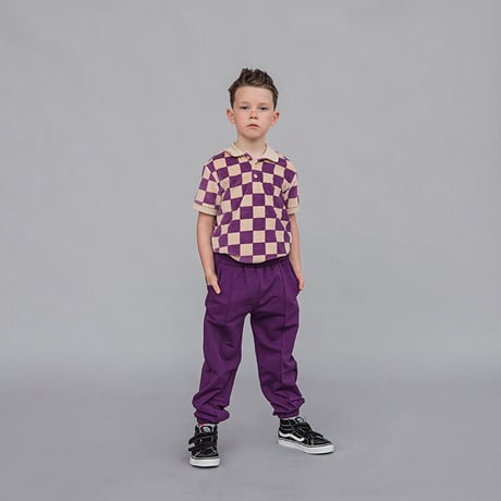 CarlijnQ カーラインク checkers - boys velvet polo t-shirt ポロシャツ che016