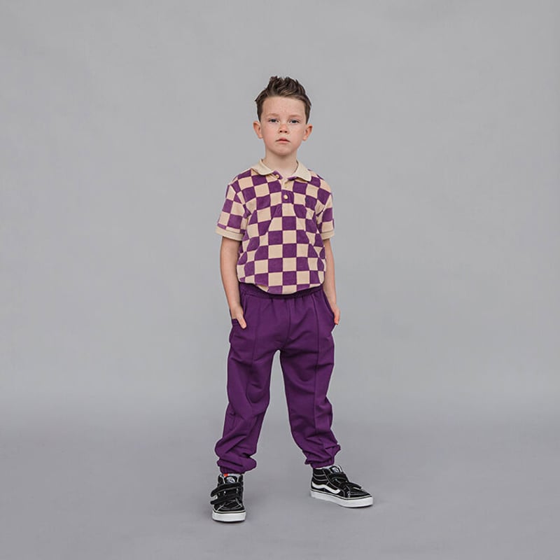 CarlijnQ カーラインク checkers - boys velvet polo t-s