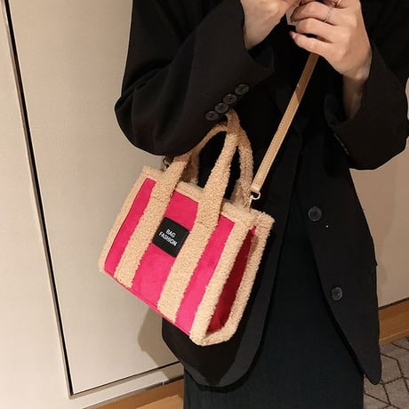 2wayバッグ ボアバッグ ショルダーバッグ ハンドバッグ もこもこ スクエア ミニバッグ 肩掛け 斜め掛け 鞄 レトロ 韓国ファッション レディース DTC-687315568190