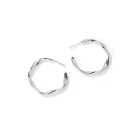 捻じれを利かした独創的なフープピアス イヤークリップ シルバー925 合金 アクセサリー DTC-577807788277