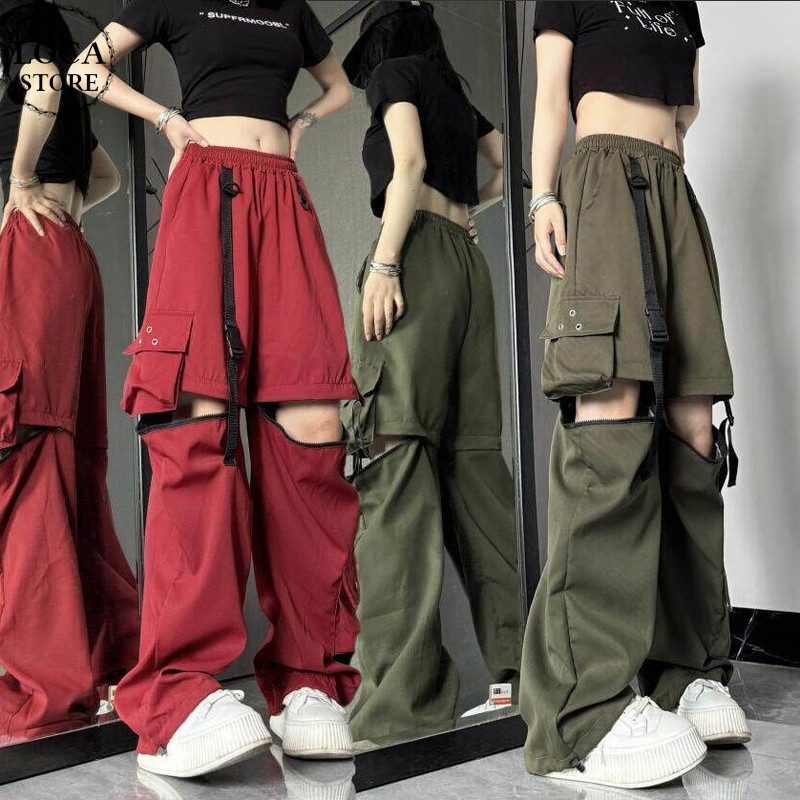 2WAY カーゴパンツ ワイドパンツ バックルベルト ストラップ