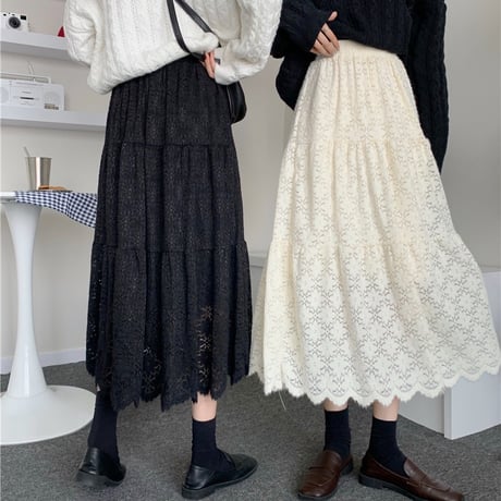 レース ベルベットスカート Aライン ハイウエスト 韓国ファッション レディース プリーツスカート ミドル丈 大人可愛い ガーリー DTC-631866327210