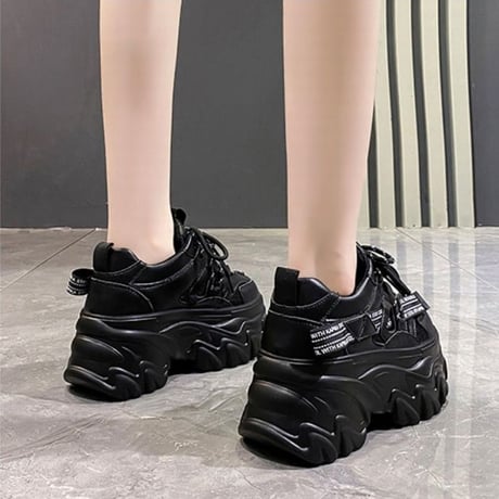 厚底スニーカー 22.0～24.5cm レースアップ カジュアル スポーツ 厚底 スニーカー シューズ 靴 美脚 韓国ファッション レディース 歩きやすい DTC-682128244043