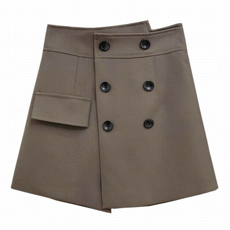 ショートパンツ スカート風 ダブルボタン ハイウエスト ショーパン 韓国ファッション レディース 大人可愛い ガーリー フェミニン DTC-655174488463