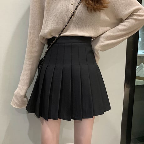 プリーツミニスカート インパン ハイウエスト Aライン プリーツ ミニスカート インナーパンツ 韓国ファッション レディース 大人可愛い ガーリー フェミニン DTCA-741801898617