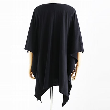 レディース 深Vネックヘムチュニック サイドスリット アシンメトリー トップス チュニック Tシャツ 大きいサイズ 体型カバー (DCT-589010553510)