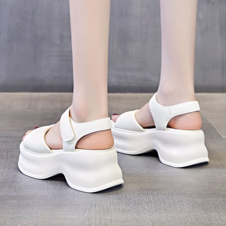 厚底サンダル スポーツサンダル 22.5～25.0cm オープントゥ マジックテープ 厚底 美脚効果 サンダル スポサン カジュアル 韓国ファッション レディース DTC-716043736999