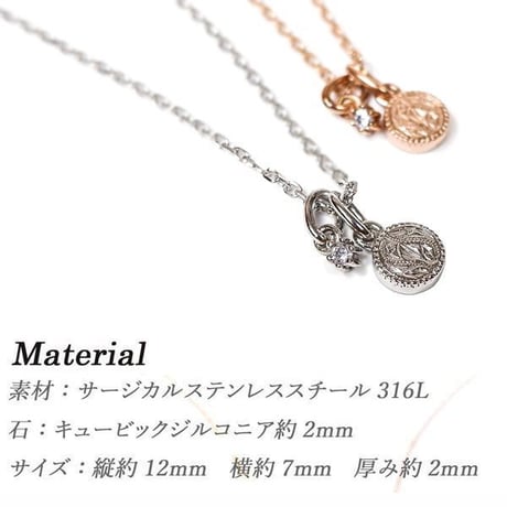 ハワイアンジュエリー ネックレス スクロール 2way 金属アレルギー対応 キュービックジルコニア CZ サージカルステンレス メンズ レディース シルバー gps81225