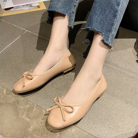 パンプス リボン フラットシューズ 22.5～25.0cm ぺたんこ 韓国ファッション レディース シンプル フラットパンプス ローヒール シューズ キュート かわいい 598254974136
