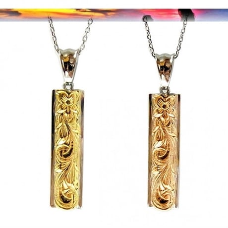 【ハワイアンジュエリー / HawaiianJewelry】 ペンダントプレート ネックレス プルメリア スクロール ホヌ (gps8793)