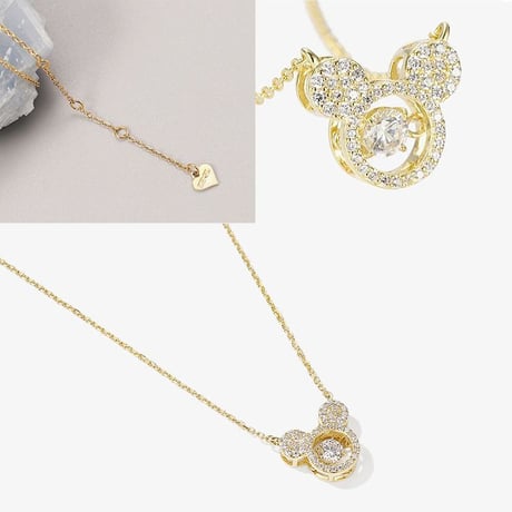 ネックレス ペンダント ミッキー マウス チェーン付き 韓国アクセサリー キラキラ 合金 シルバー925 CZ アクセサリー DTC-610959908090