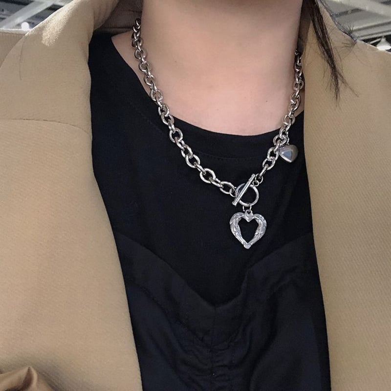 マンテル ハート ネックレス Tバー チョーカー 金属アレルギー対応